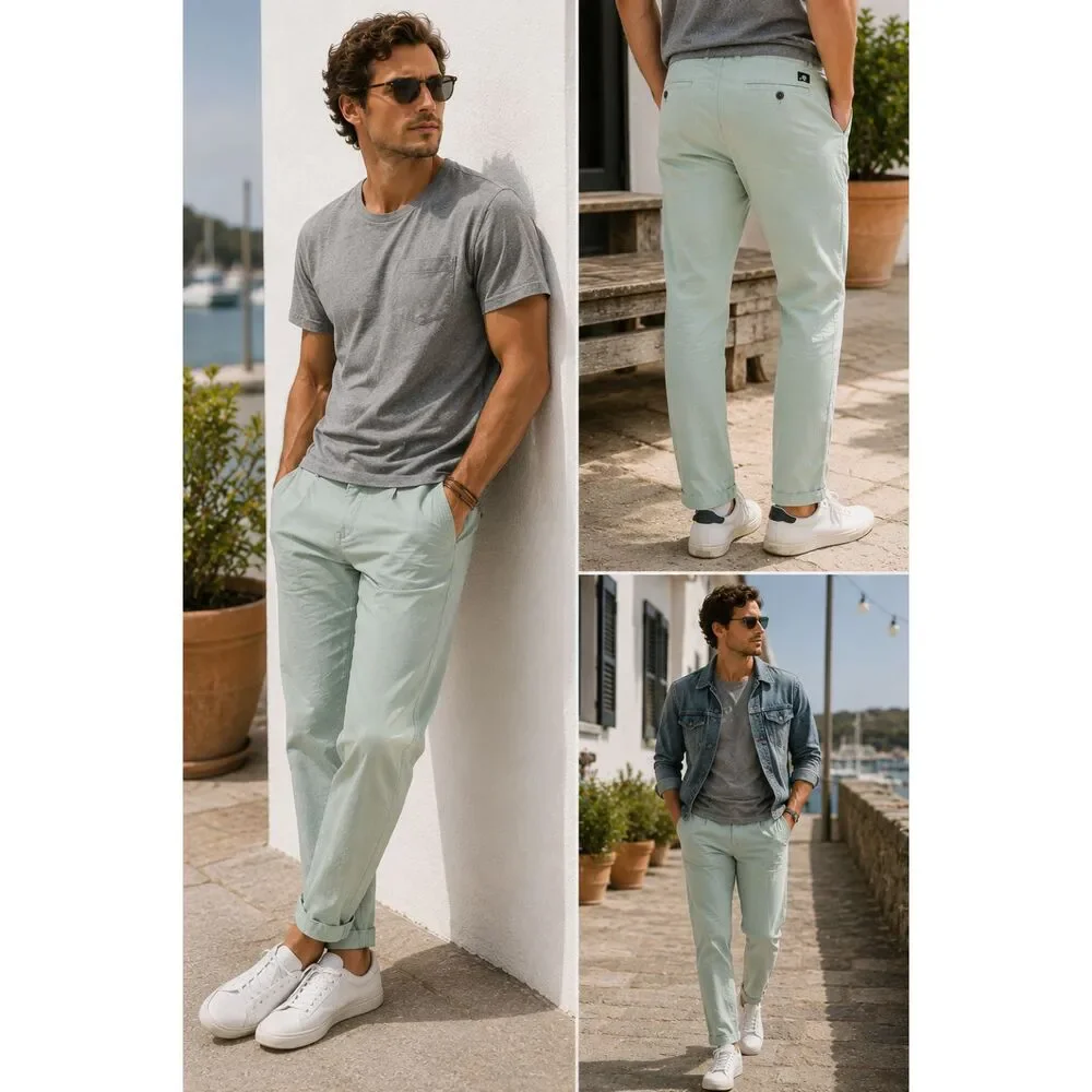 Dockers Men's Hemp Cotton Blend Casual Pats Size 29 Sage Straight Leg Lightweigh